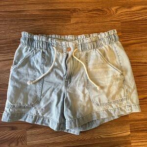 Maurices Light Blue High Waist Drawstring Shorts